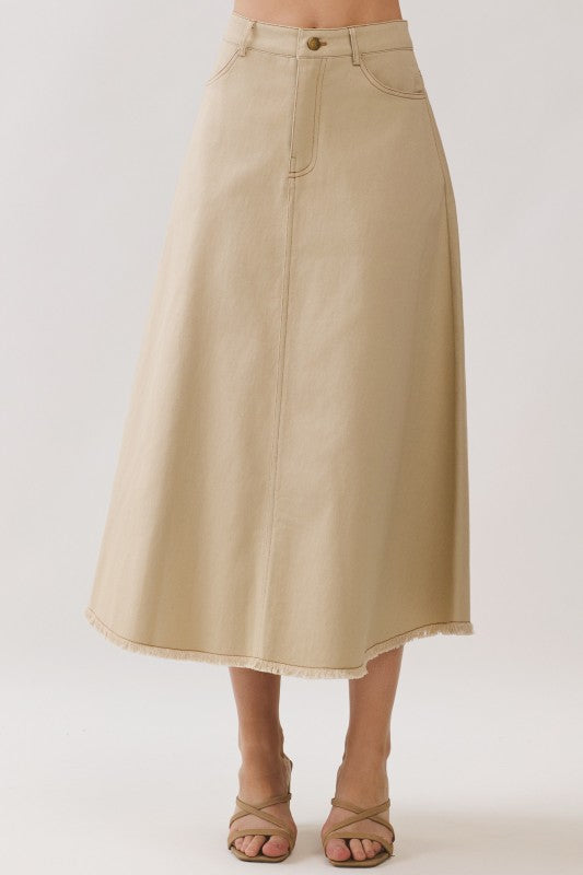 Taupe Denim Skirt
