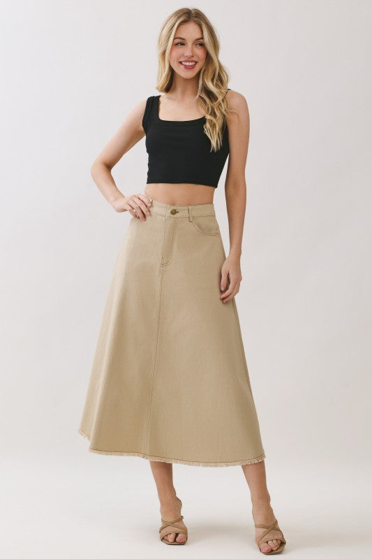 Taupe Denim Skirt