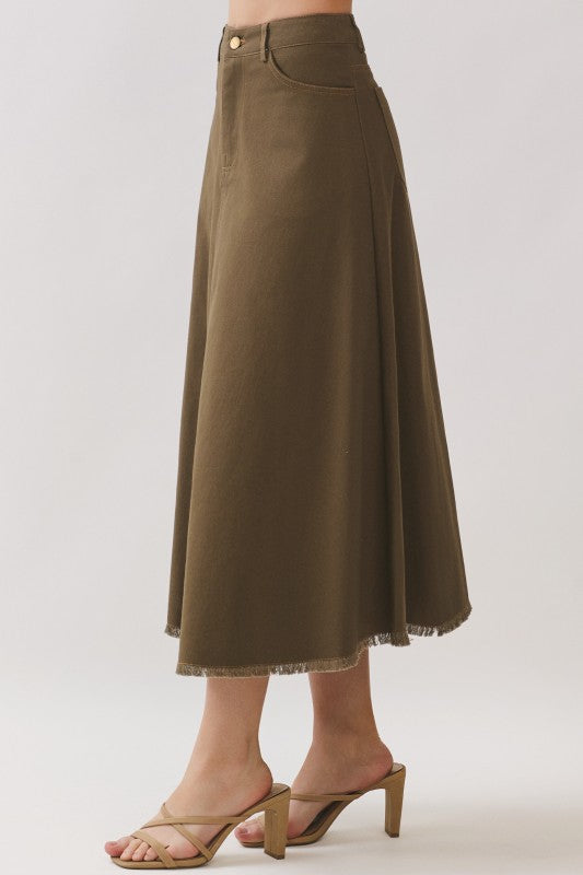 Olive Denim Skirt (Copy)