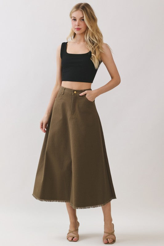 Olive Denim Skirt (Copy)
