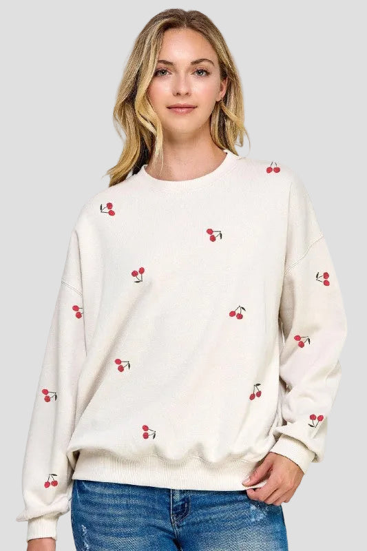 Cherry Embroidered Sweatshirt