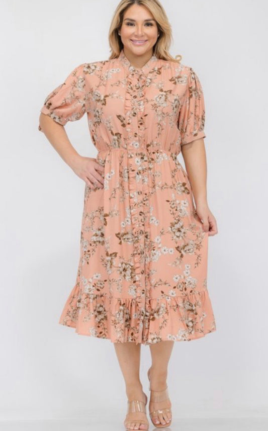 Floral Blush Dress - Plus Size