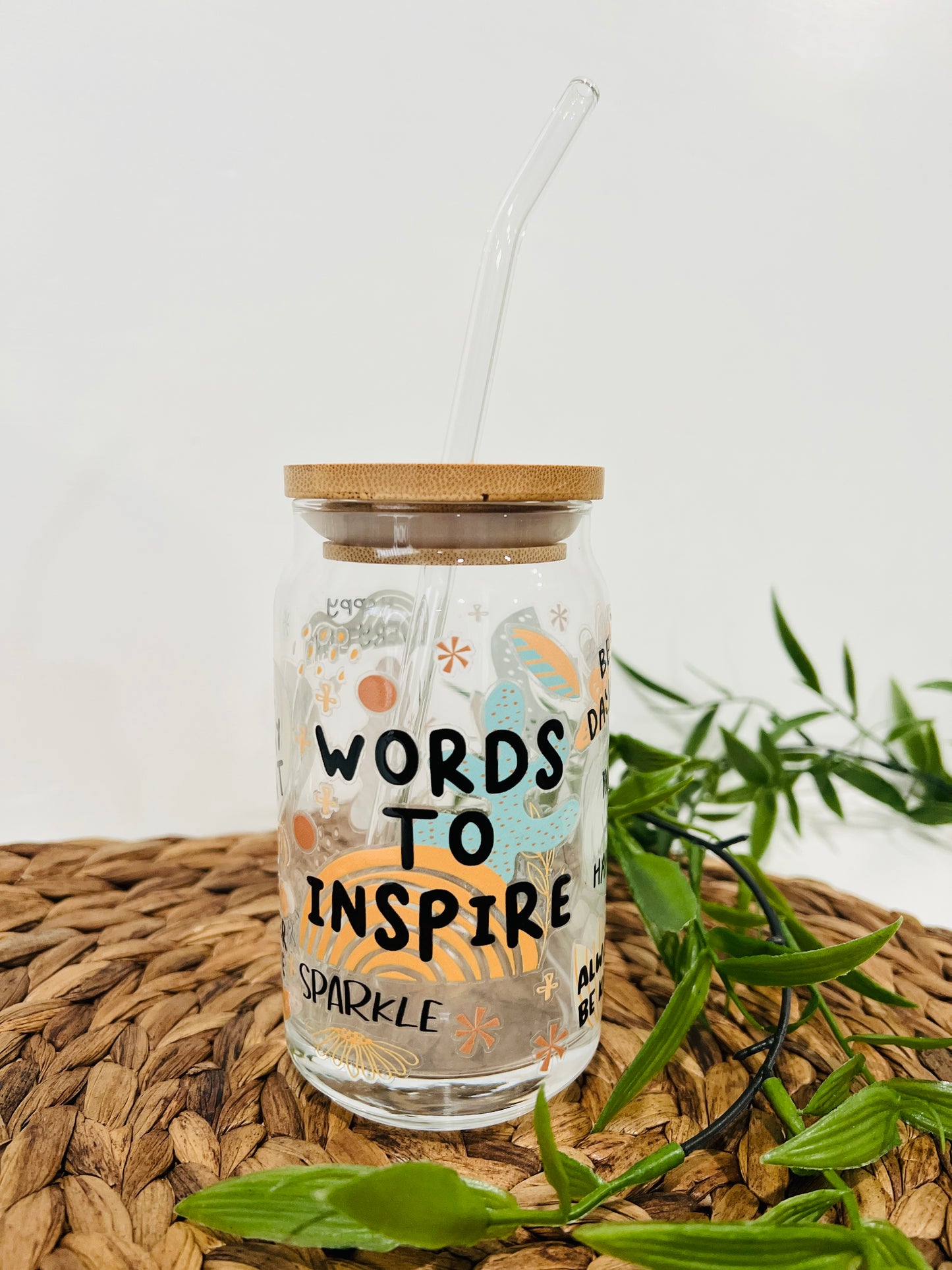 Words to Inspire Glass Cup